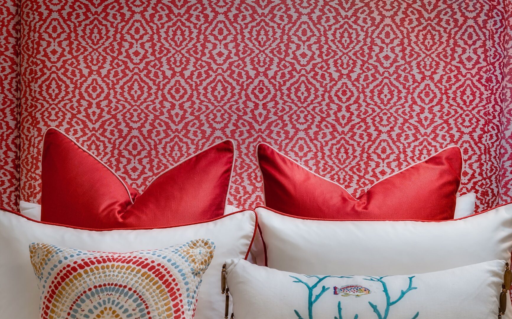 Red and white pillows